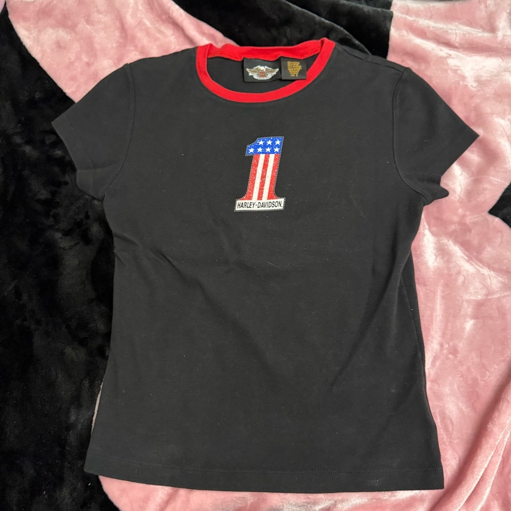 Harley-Davidson Women’s Black T-Shirt with Red Trim